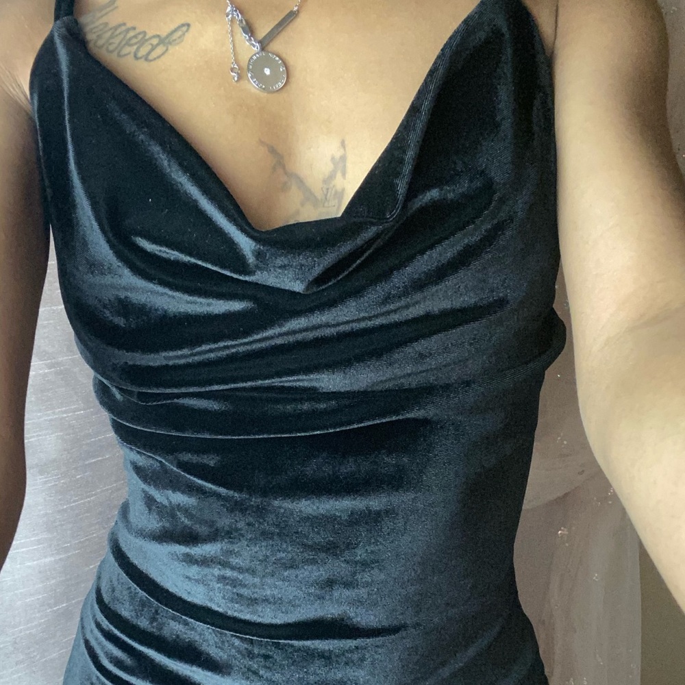 Black suede midi dress